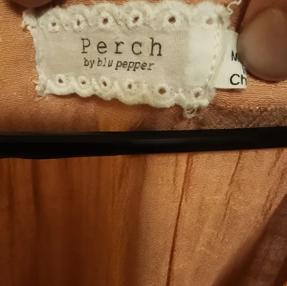 Perch by Blu Pepper Peach Lightweight Tank Wide strap Ruffles Large - Picture 4 of 5